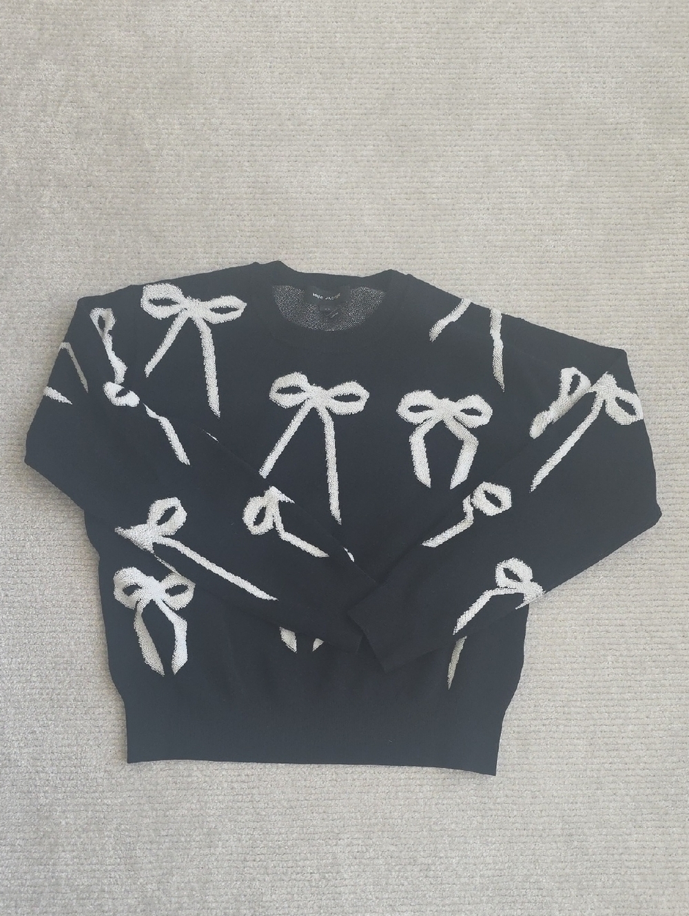 Marc Jacobs Bow Jacquard Crewneck Sweater, Size Xs